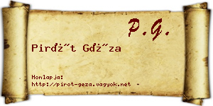 Pirót Géza névjegykártya