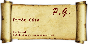 Pirót Géza névjegykártya